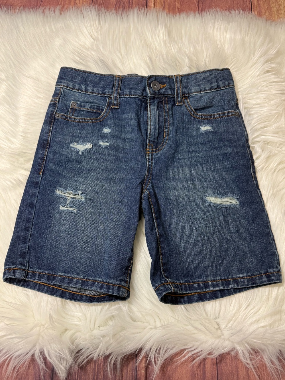 The Children’s Place Distressed Denim Shorts in Medium Wash - Boys Size 8